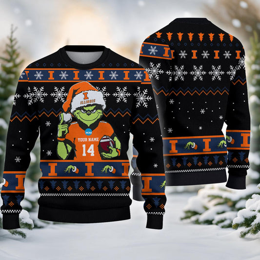 Illinois Fighting Illini Custom Chrismas Ugly Sweater