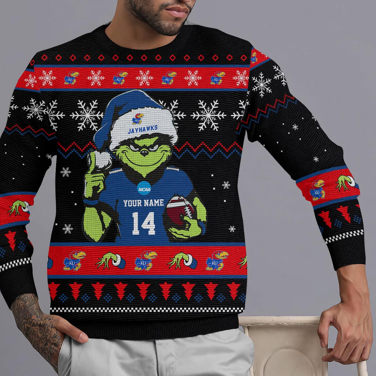 Kansas Jayhawks Custom Chrismas Ugly Sweater