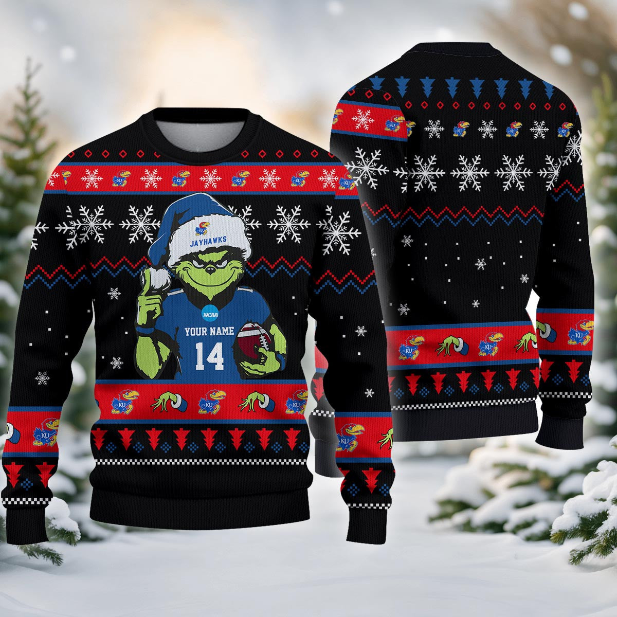Kansas Jayhawks Custom Chrismas Ugly Sweater