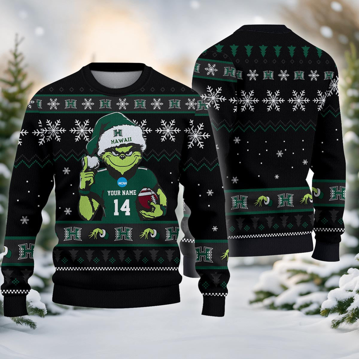 Hawaii Rainbow Warriors Custom Chrismas Ugly Sweater