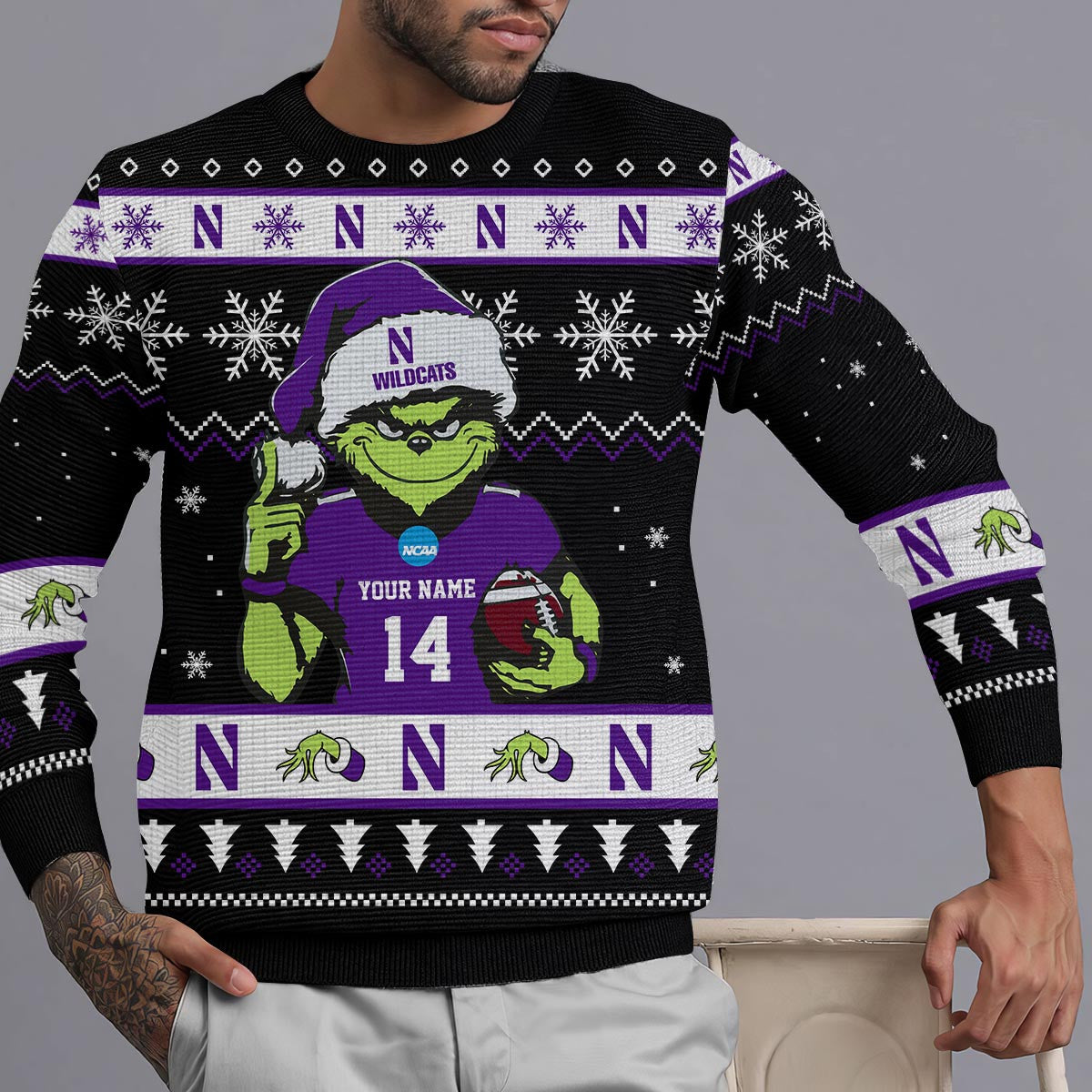 Northwestern Wildcats Custom Chrismas Ugly Sweater
