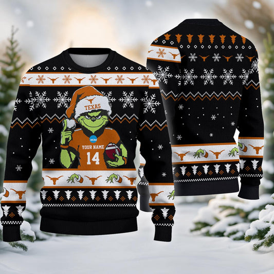 Texas Longhorns Custom Chrismas Ugly Sweater