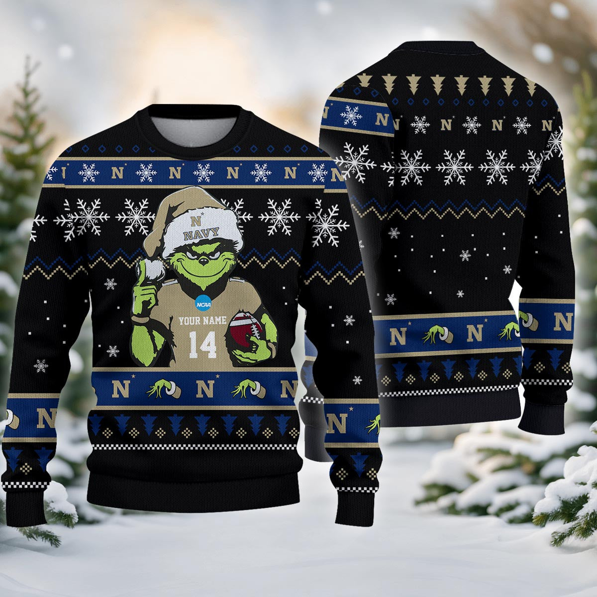 Navy Midshipmen Custom Chrismas Ugly Sweater
