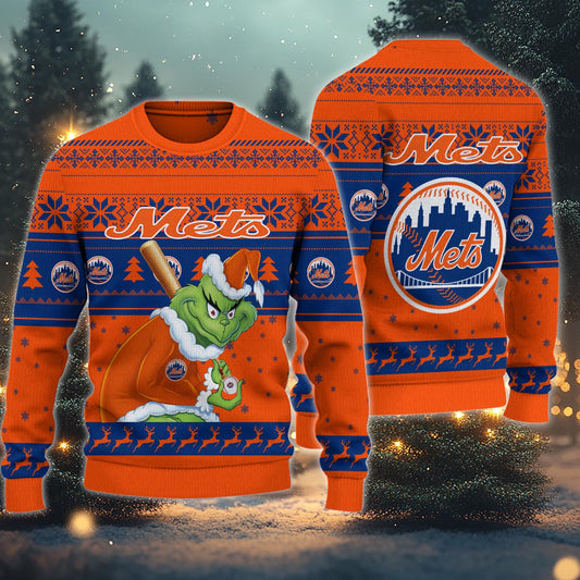 New York Mets Grinch Christmas Ugly Sweater