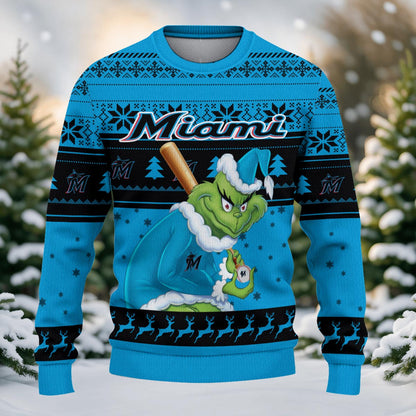 Miami Marlins Grinch Christmas Ugly Sweater