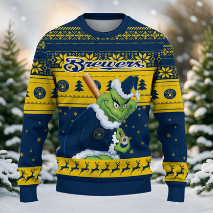 Milwaukee Brewers Grinch Christmas Ugly Sweater