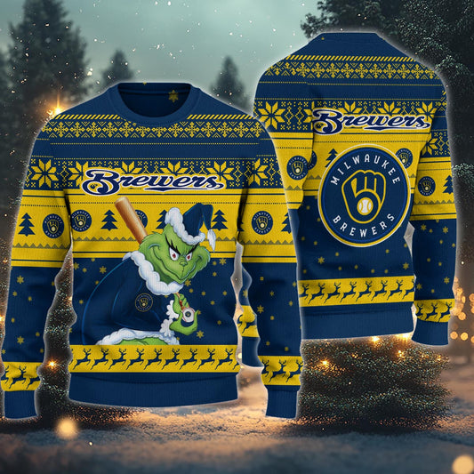 Milwaukee Brewers Grinch Christmas Ugly Sweater