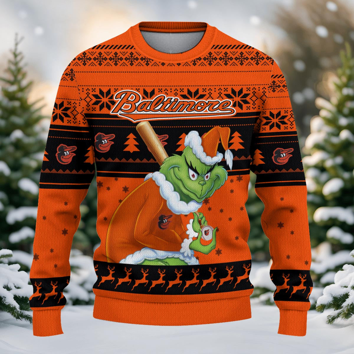 Baltimore Orioles Grinch Christmas Ugly Sweater