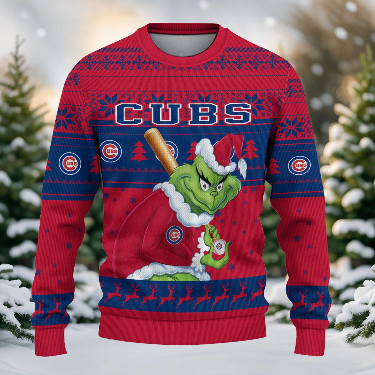 Chicago Cubs Grinch Christmas Ugly Sweater