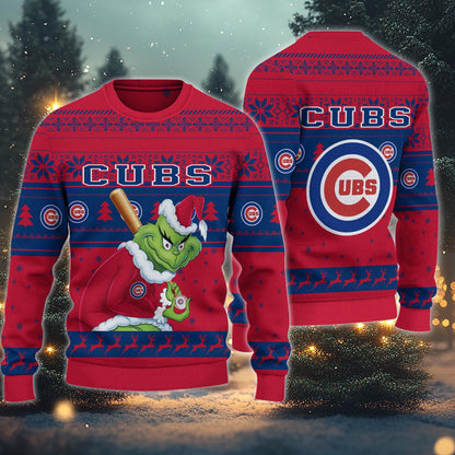 Chicago Cubs Grinch Christmas Ugly Sweater