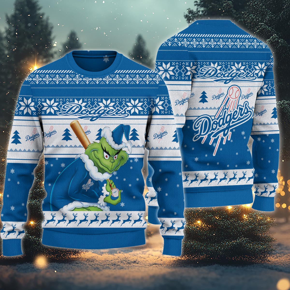 Los Angeles Dodgers Grinch Christmas Ugly Sweater