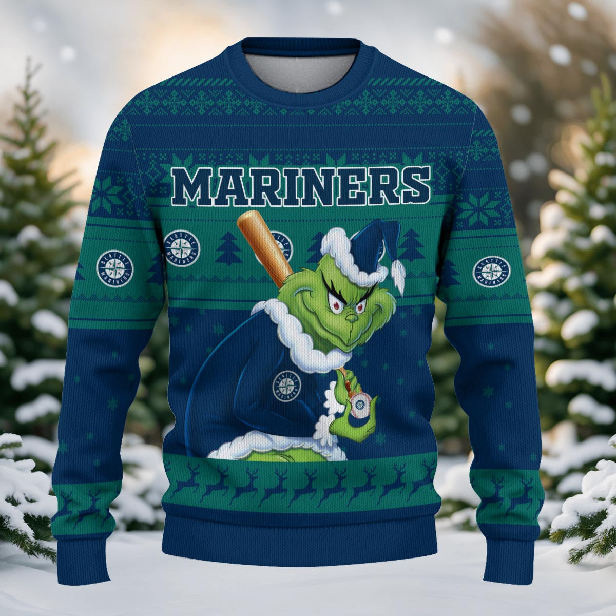 Seattle Mariners Grinch Christmas Ugly Sweater