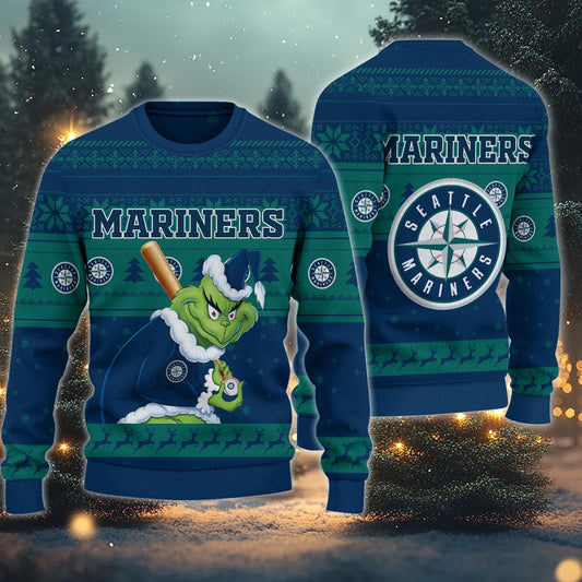 Seattle Mariners Grinch Christmas Ugly Sweater