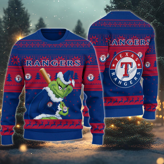 Texas Rangers Grinch Christmas Ugly Sweater