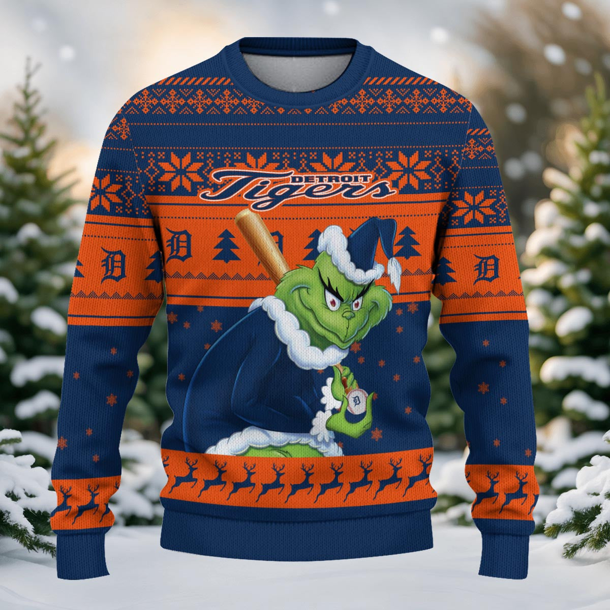 Detroit Tigers Grinch Christmas Ugly Sweater
