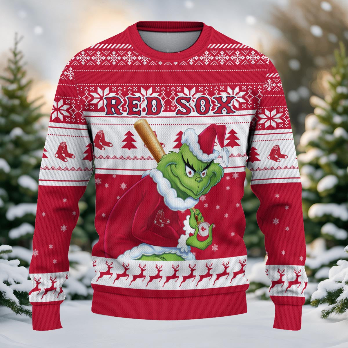 Boston Red Sox Grinch Christmas Ugly Sweater