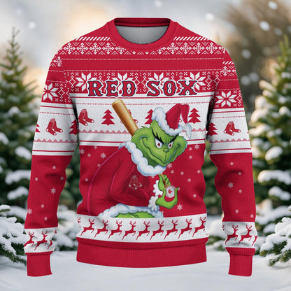 Boston Red Sox Grinch Christmas Ugly Sweater