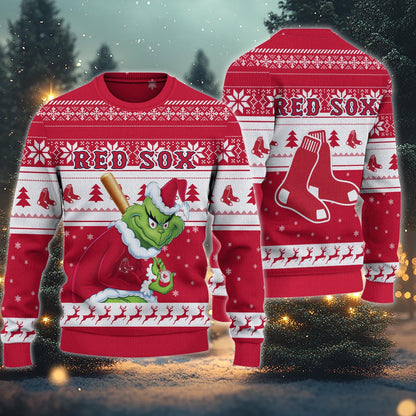 Boston Red Sox Grinch Christmas Ugly Sweater