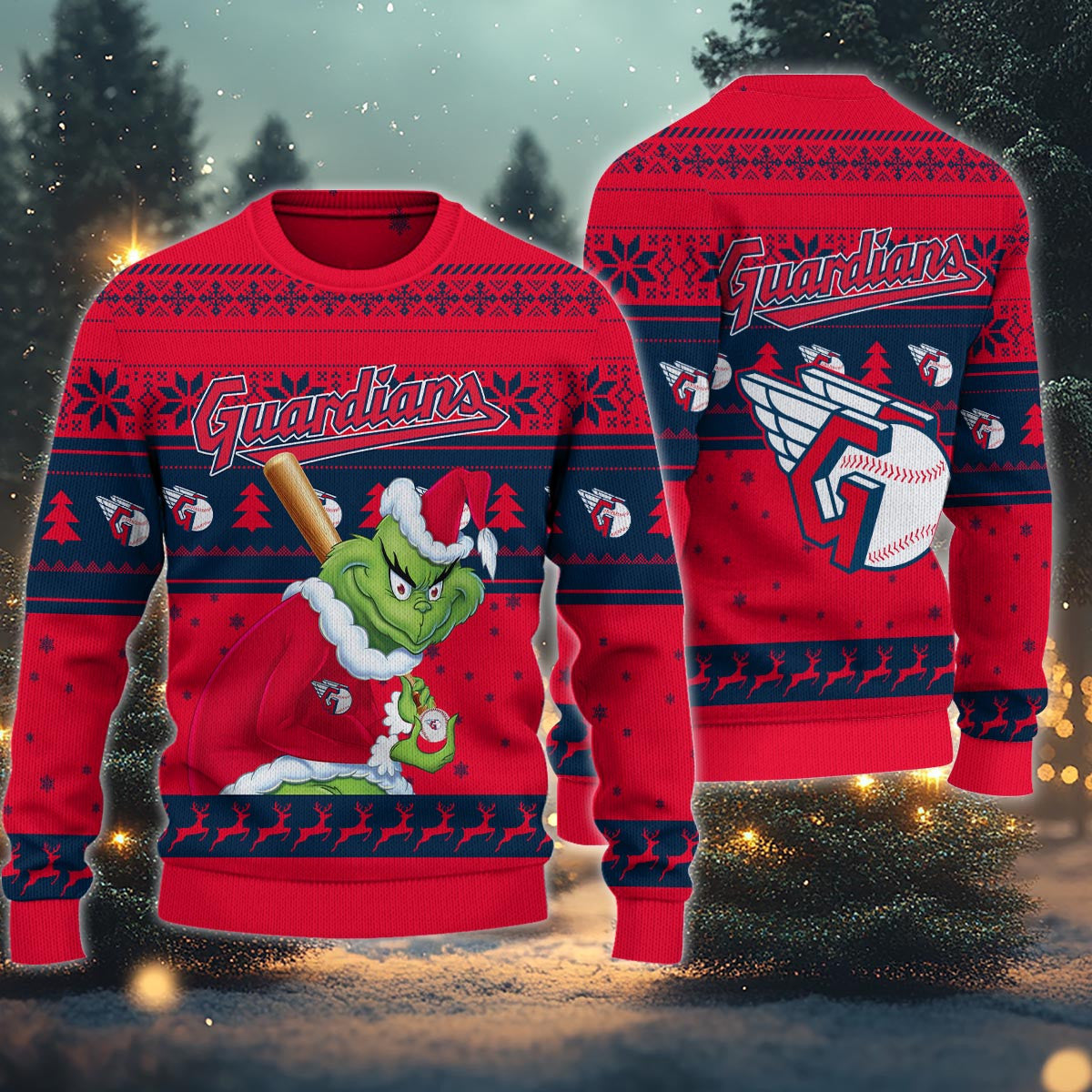 Cleveland Guardians Grinch Christmas Ugly Sweater