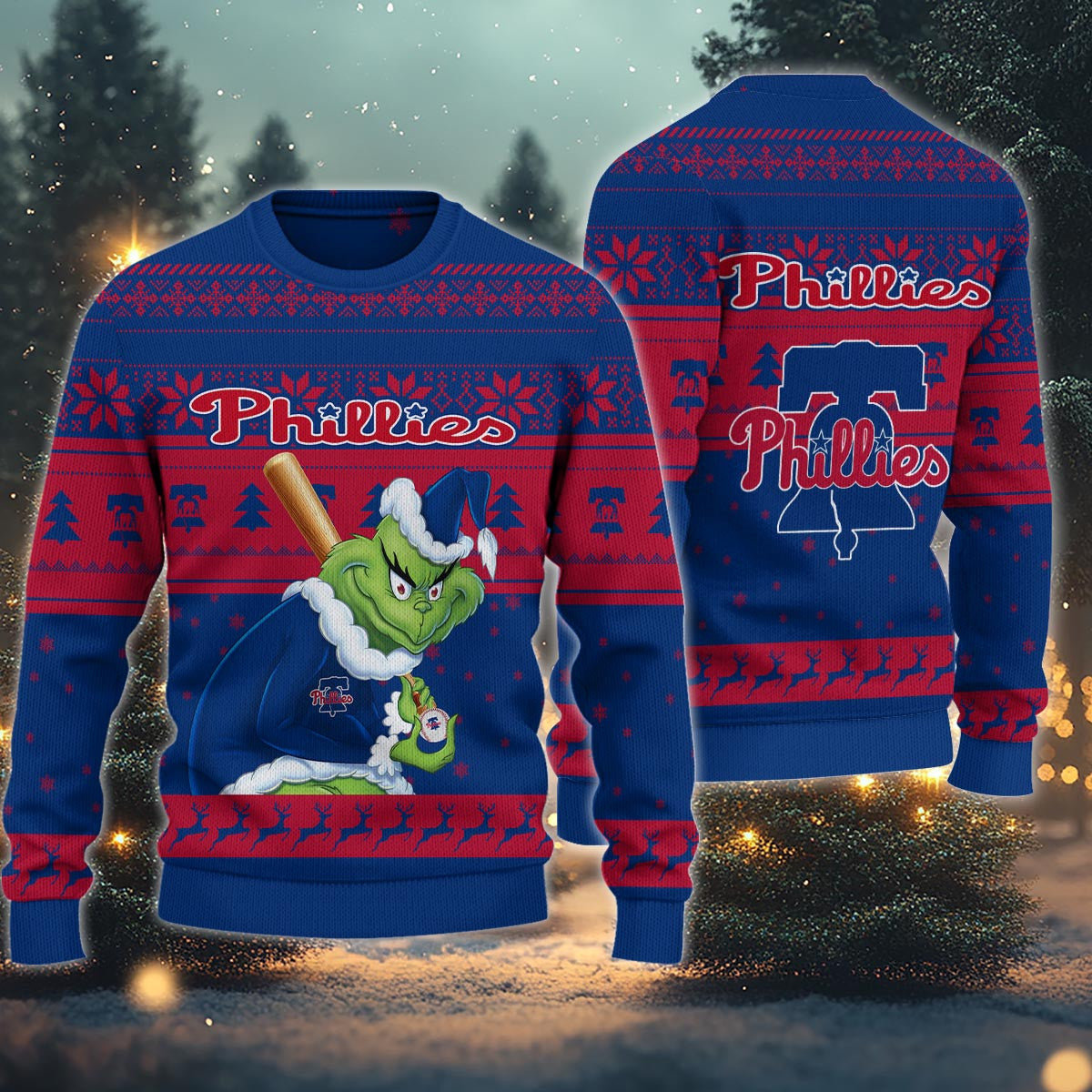 Philadelphia Phillies Grinch Christmas Ugly Sweater