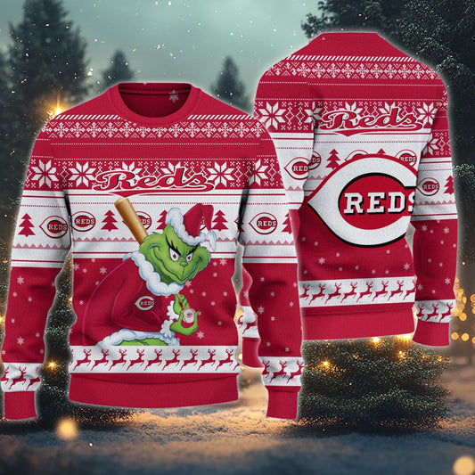 Cincinnati Reds Grinch Christmas Ugly Sweater