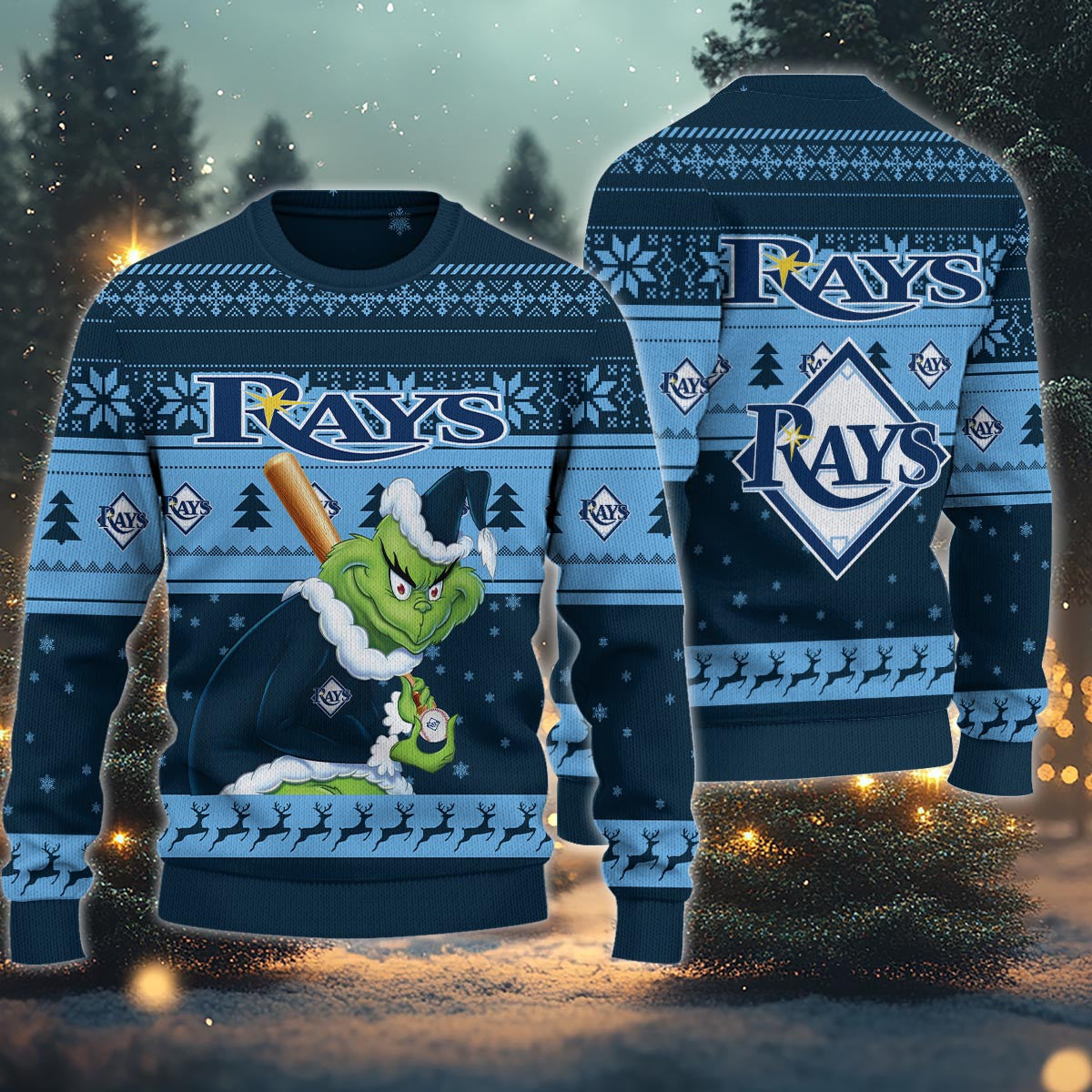 Tampa Bay Rays Grinch Christmas Ugly Sweater