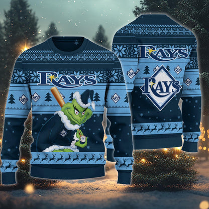 Tampa Bay Rays Grinch Christmas Ugly Sweater