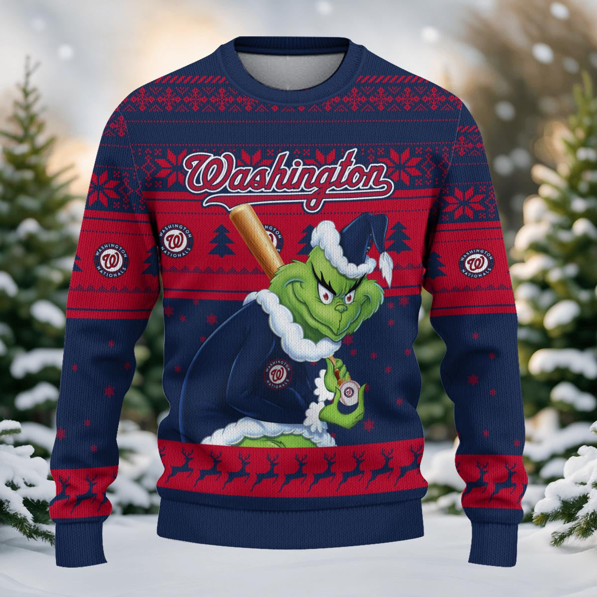 Washington Nationals Grinch Christmas Ugly Sweater