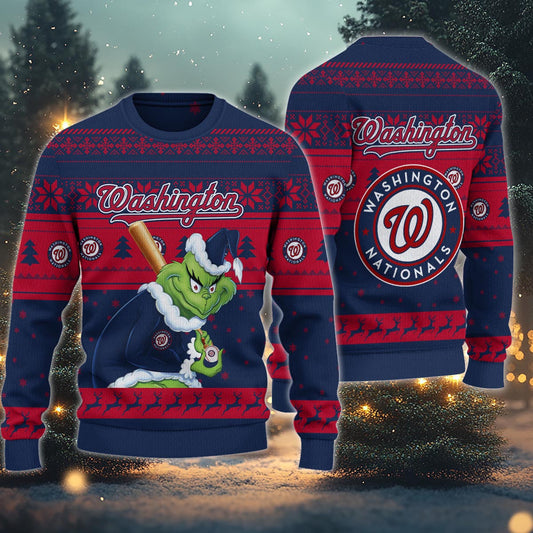 Washington Nationals Grinch Christmas Ugly Sweater
