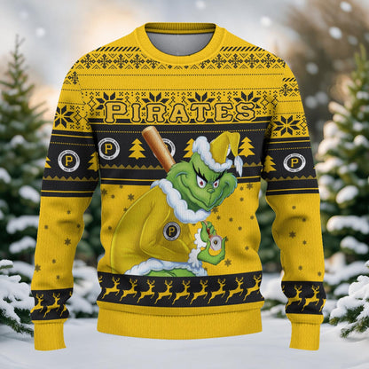 Pittsburgh Pirates Grinch Christmas Ugly Sweater