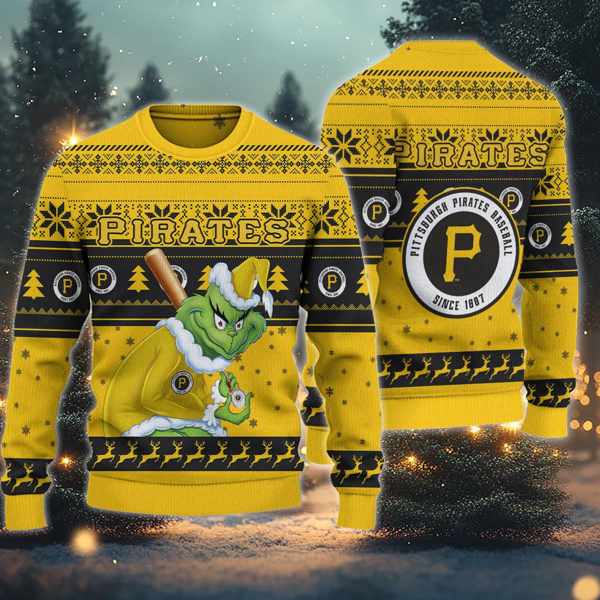 Pittsburgh Pirates Grinch Christmas Ugly Sweater