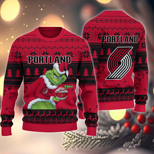 Portland Trail Blazers Grinch Christmas Ugly Sweater