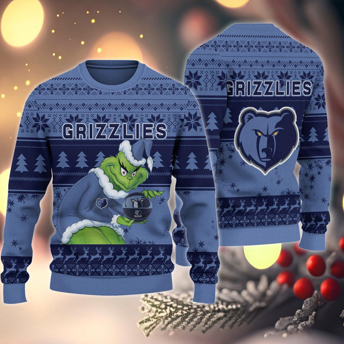Memphis Grizzlies Grinch Christmas Ugly Sweater