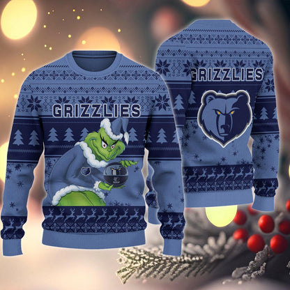 Memphis Grizzlies Grinch Christmas Ugly Sweater