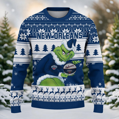 New Orleans Pelicans Grinch Christmas Ugly Sweater
