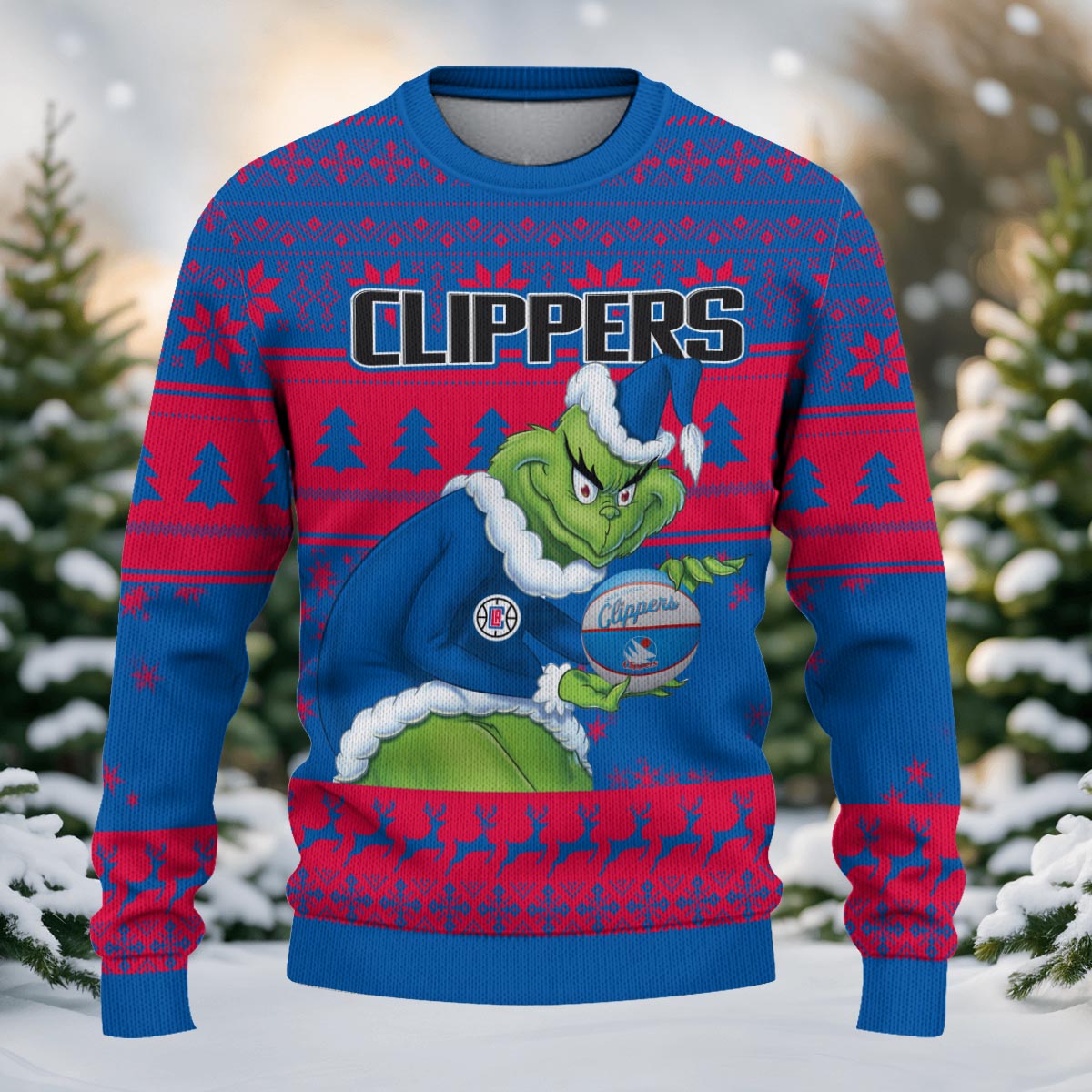 Los Angeles Clippers Grinch Christmas Ugly Sweater