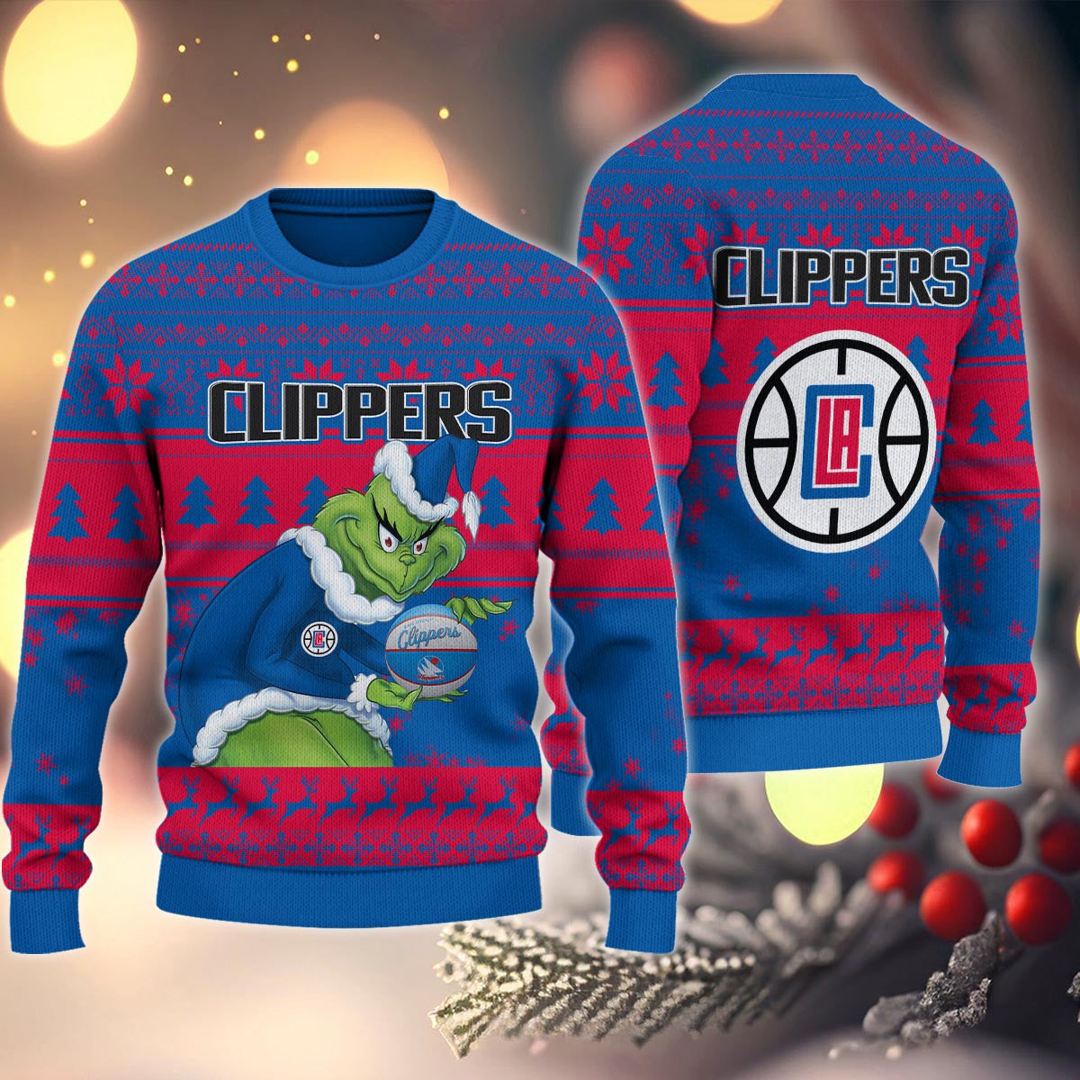 Los Angeles Clippers Grinch Christmas Ugly Sweater