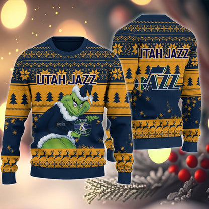 Utah Jazz Grinch Christmas Ugly Sweater