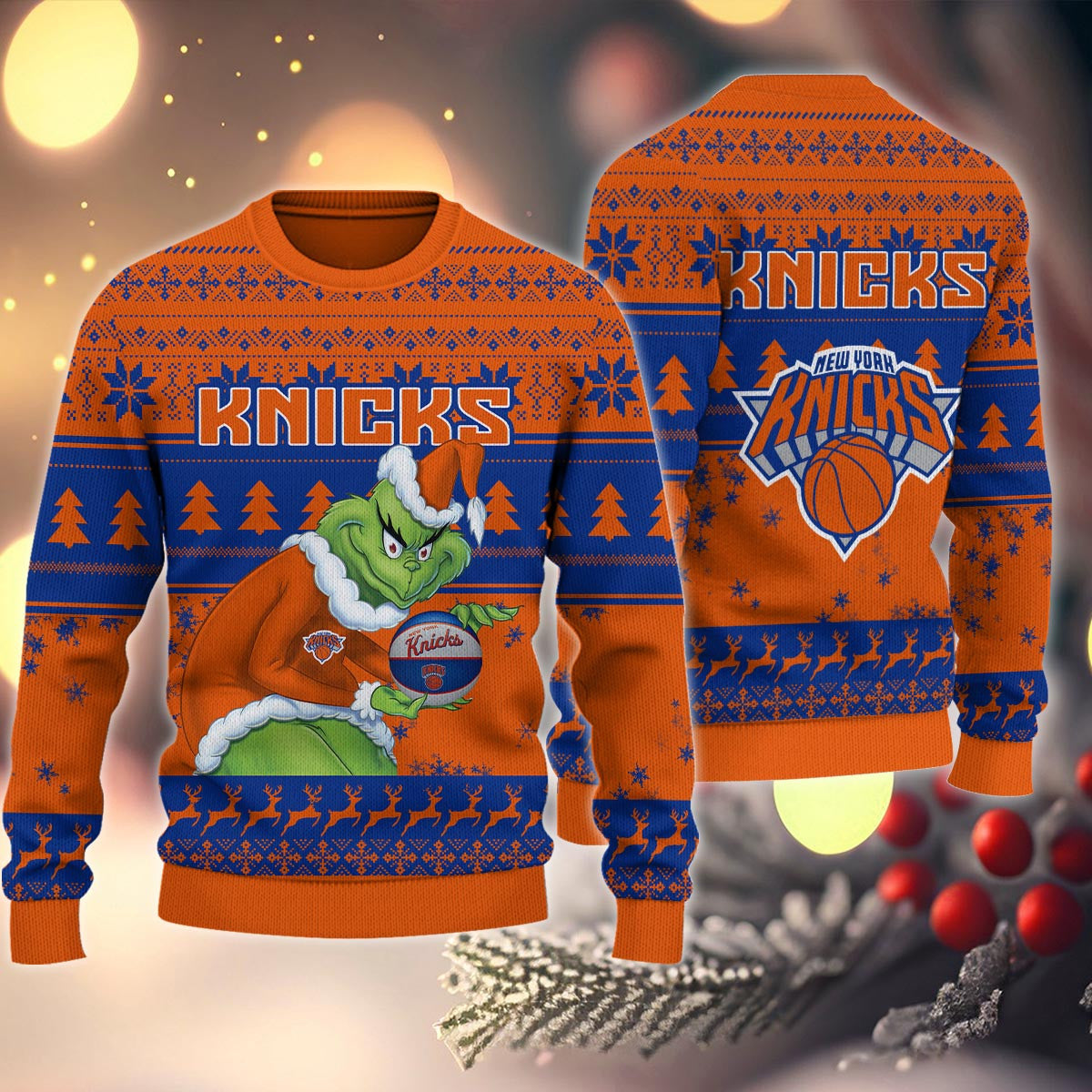 New York Knicks Grinch Christmas Ugly Sweater