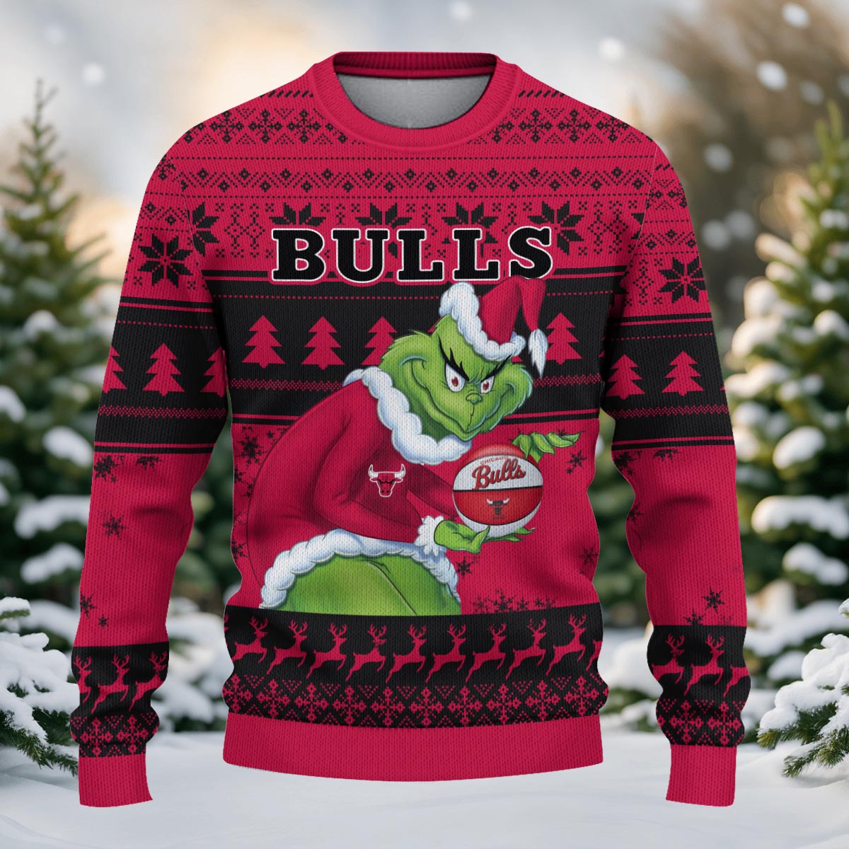 Chicago Bulls Grinch Christmas Ugly Sweater