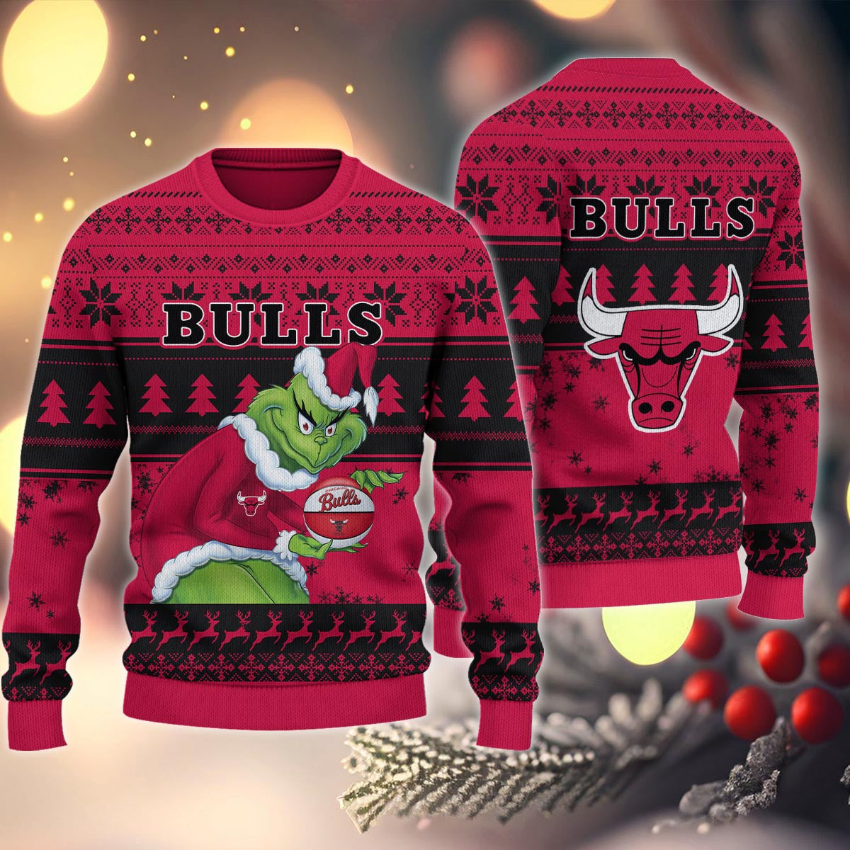 Chicago Bulls Grinch Christmas Ugly Sweater