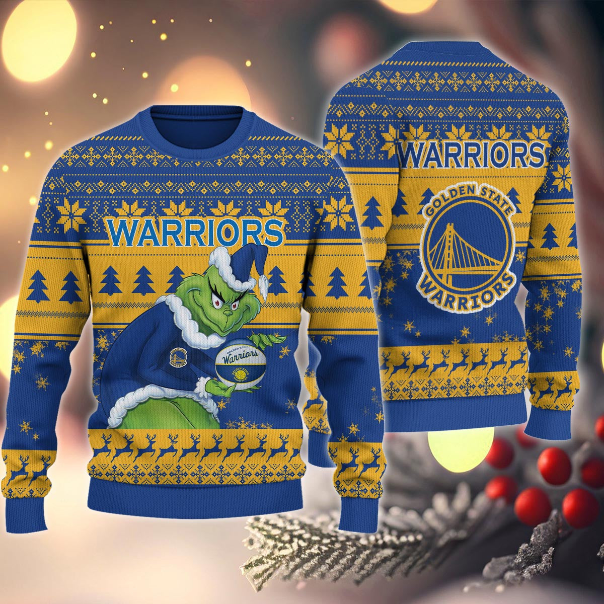 Golden State Warriors Grinch Christmas Ugly Sweater