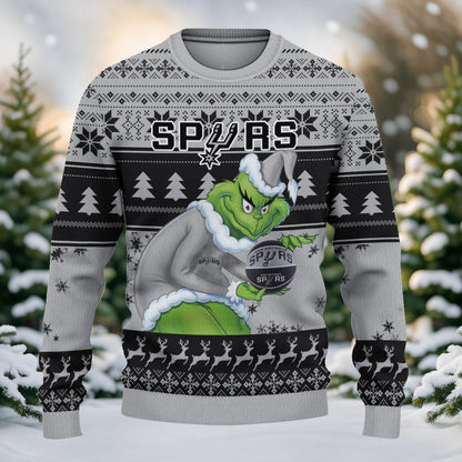 San Antonio Spurs Grinch Christmas Ugly Sweater