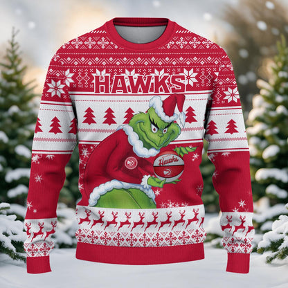 Atlanta Hawks Grinch Christmas Ugly Sweater