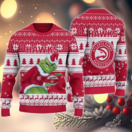 Atlanta Hawks Grinch Christmas Ugly Sweater