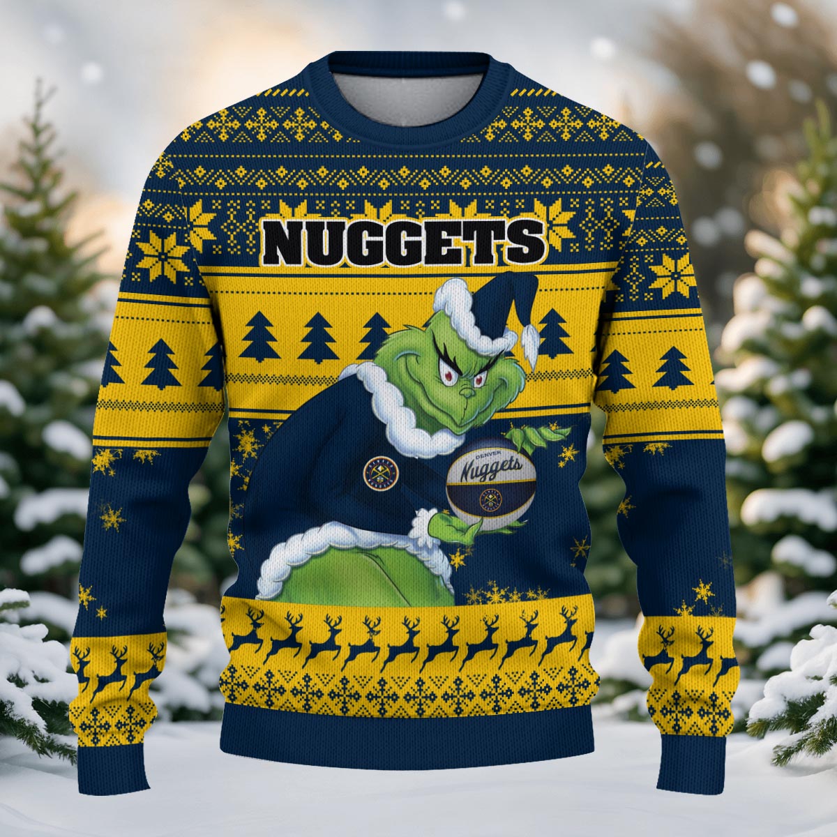 Denver Nuggets Grinch Christmas Ugly Sweater