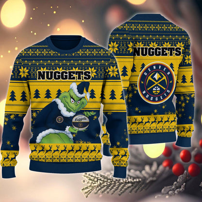 Denver Nuggets Grinch Christmas Ugly Sweater