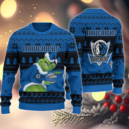 Dallas Mavericks Grinch Christmas Ugly Sweater