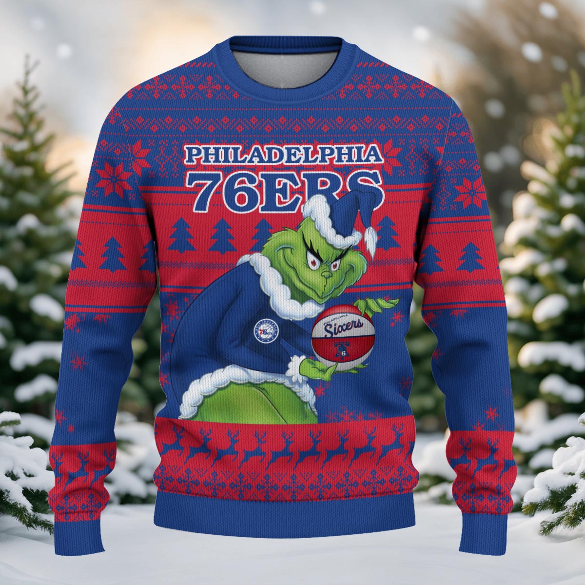Philadelphia 76ers Grinch Christmas Ugly Sweater