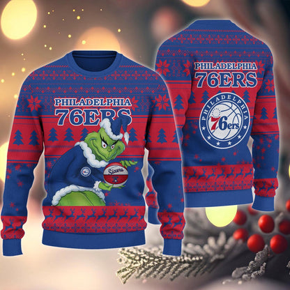 Philadelphia 76ers Grinch Christmas Ugly Sweater